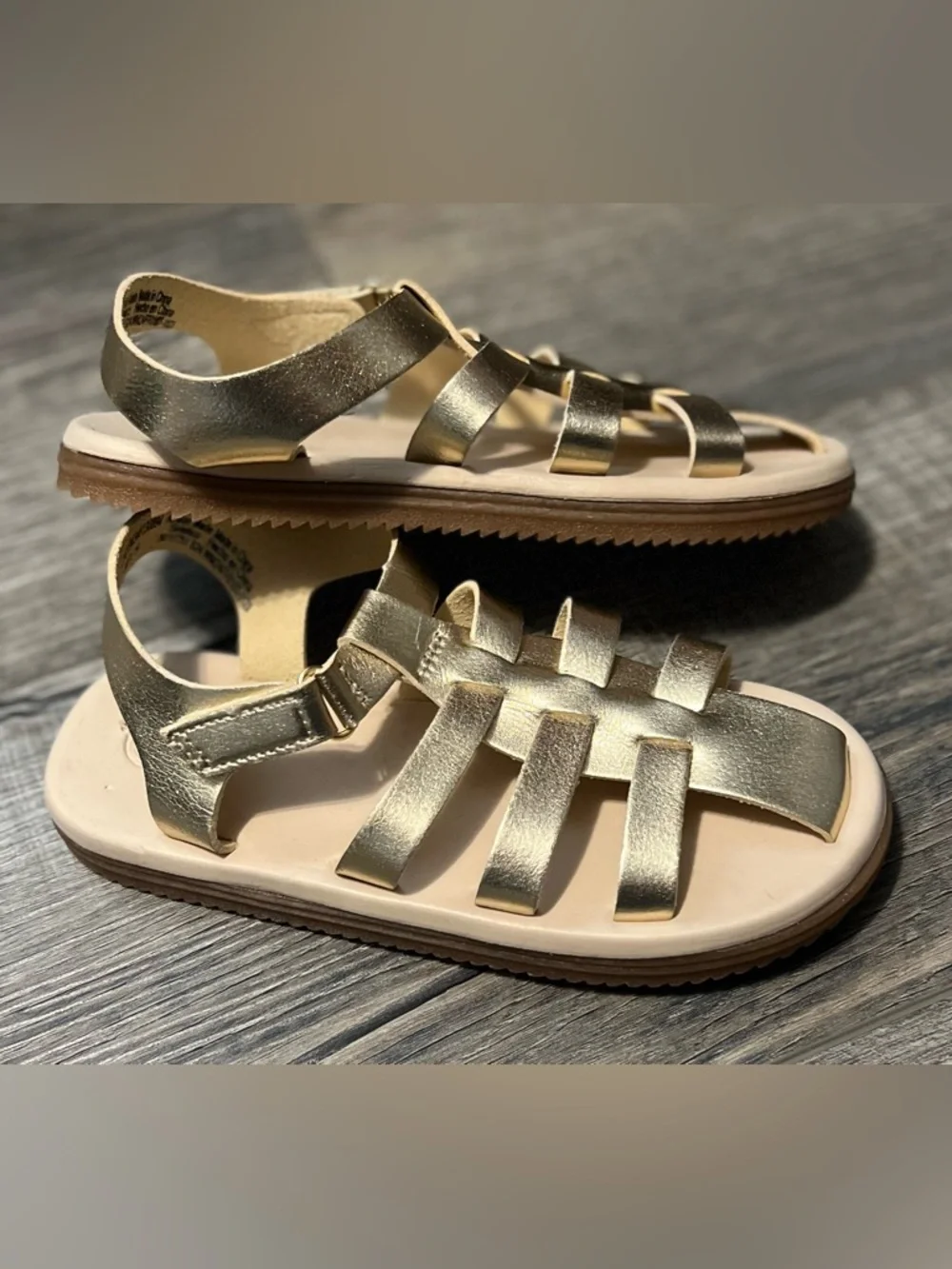 wonder nation Gold Strappy Kids Sandals